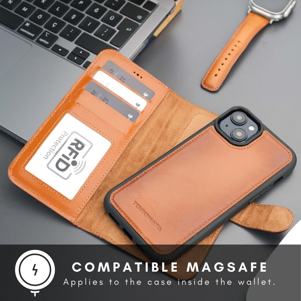 Casper Leather iPhone 15 Wallet Case | Detachable MagSafe Compatible RFID Protection