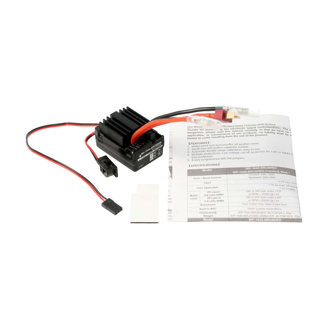 CEN Racing WP-1040 Waterproof Brushed ESC 40A - HobbyWing Design for Q & MT Series OEM Part CQ0801