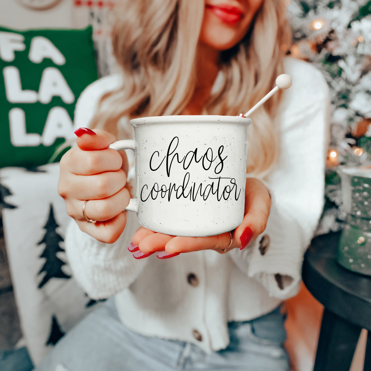 Chaos Coordinator Ceramic Campfire Mug 14.5oz White Sesame Glaze Double Sided Design