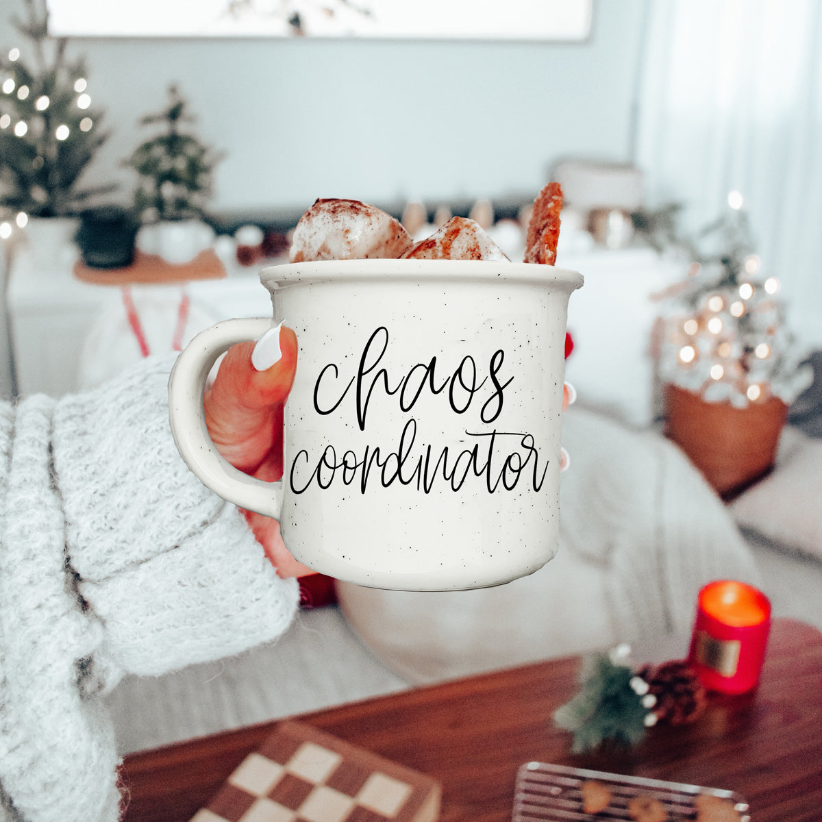 Chaos Coordinator Ceramic Campfire Mug 14.5oz White Sesame Glaze Double Sided Design