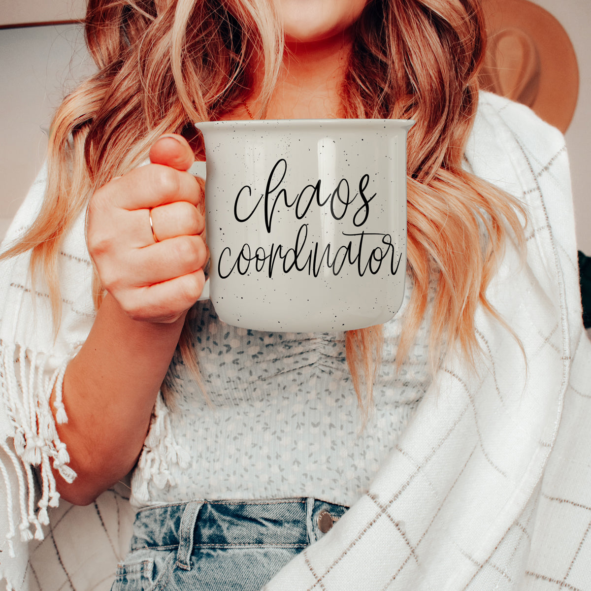 Chaos Coordinator Ceramic Campfire Mug 14.5oz White Sesame Glaze Double Sided Design