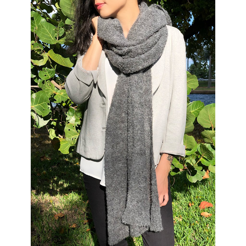 Charcoal Alpaca Scarf Oversized Ultra Plush Lightweight Warm Soft Thermal Wrap