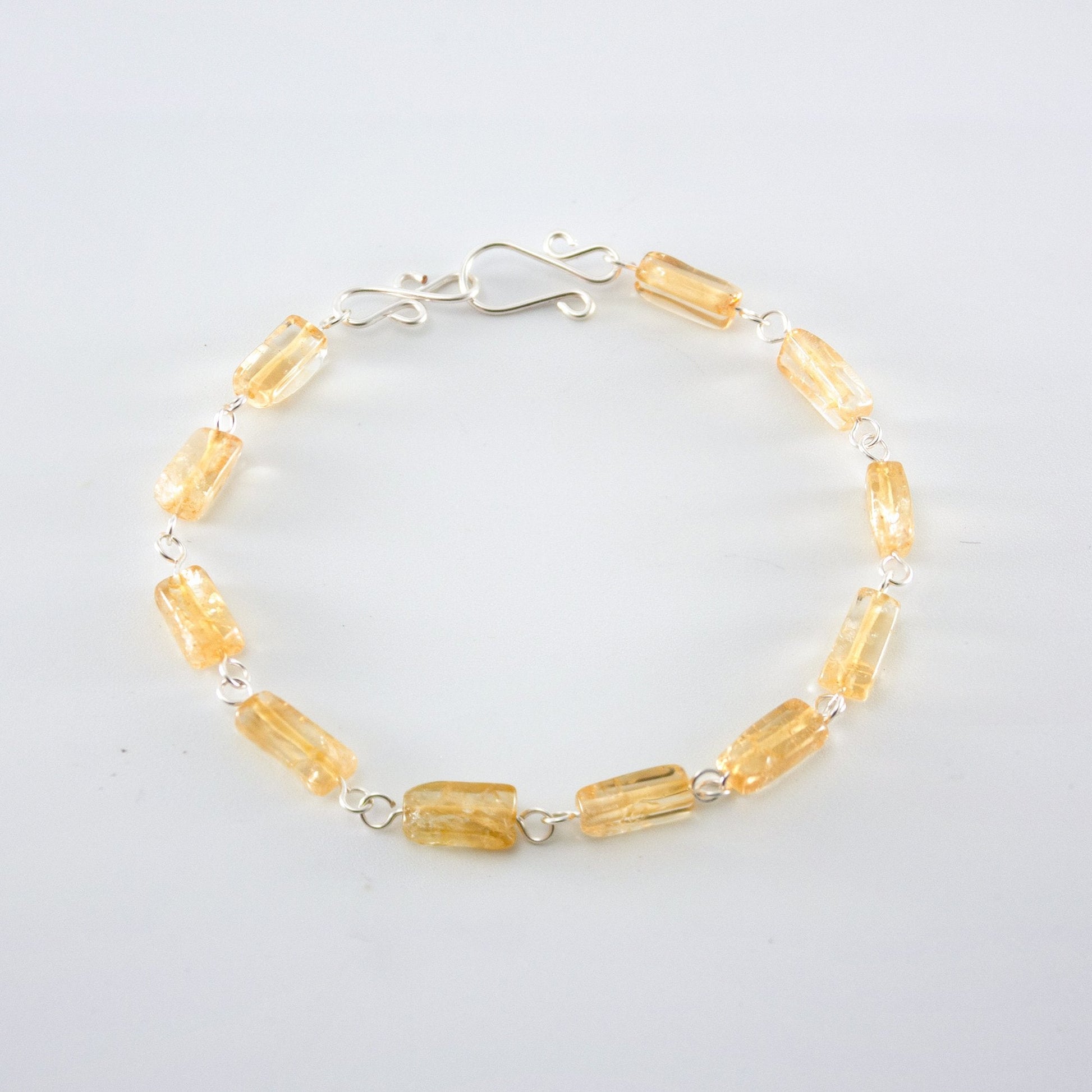 Citrine Sterling Silver Bracelet Natural Gemstone Handmade