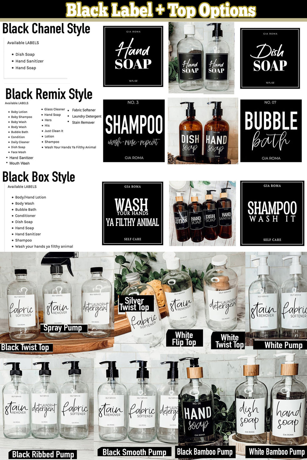 16oz Boston Round Glass Refillable Cleaning Bottles For Soap Lotion Dispensers