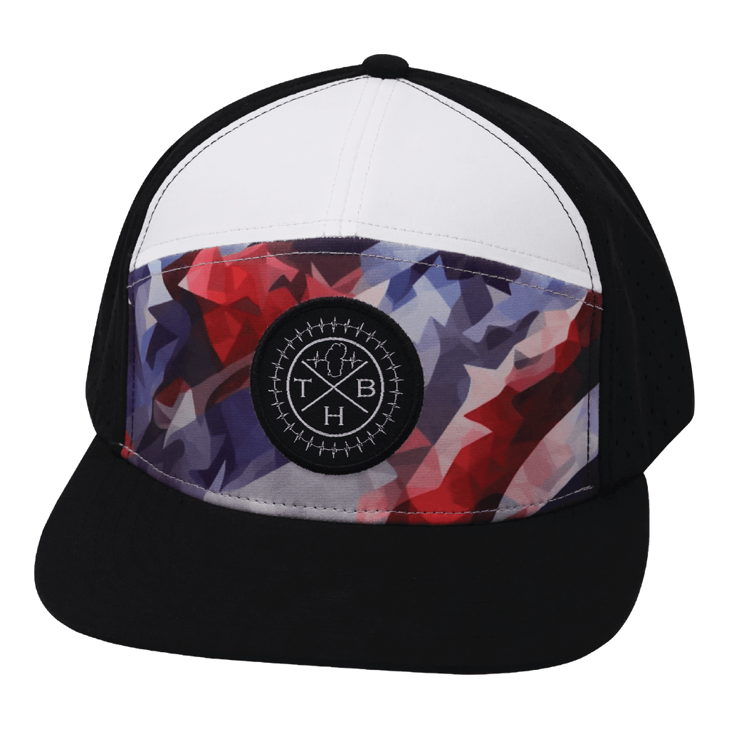 **ADULT** Color Vibes Hat - Flat Bill - Geo Flag - Black / White - Laser Mesh