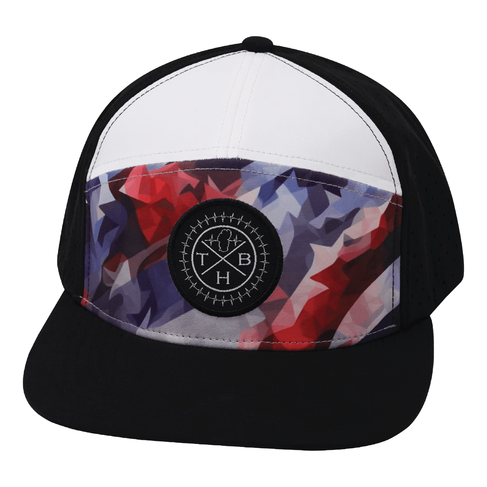 **ADULT** Color Vibes Hat - Flat Bill - Geo Flag - Black / White - Laser Mesh