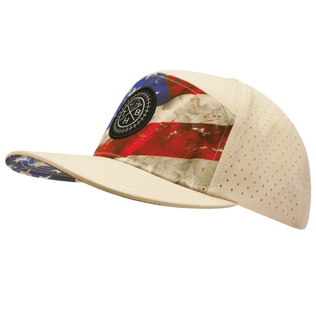 **ADULT** Color Vibes Hat - Flat Bill - Rugged Flag - Cream - Laser Mesh