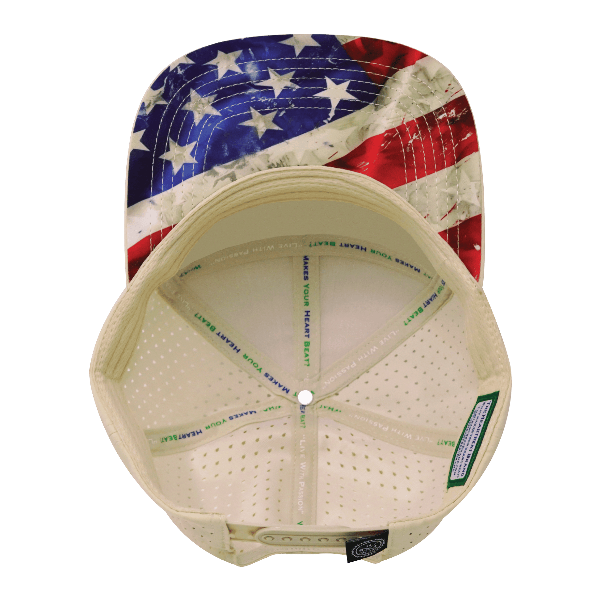 **ADULT** Color Vibes Hat - Flat Bill - Rugged Flag - Cream - Laser Mesh