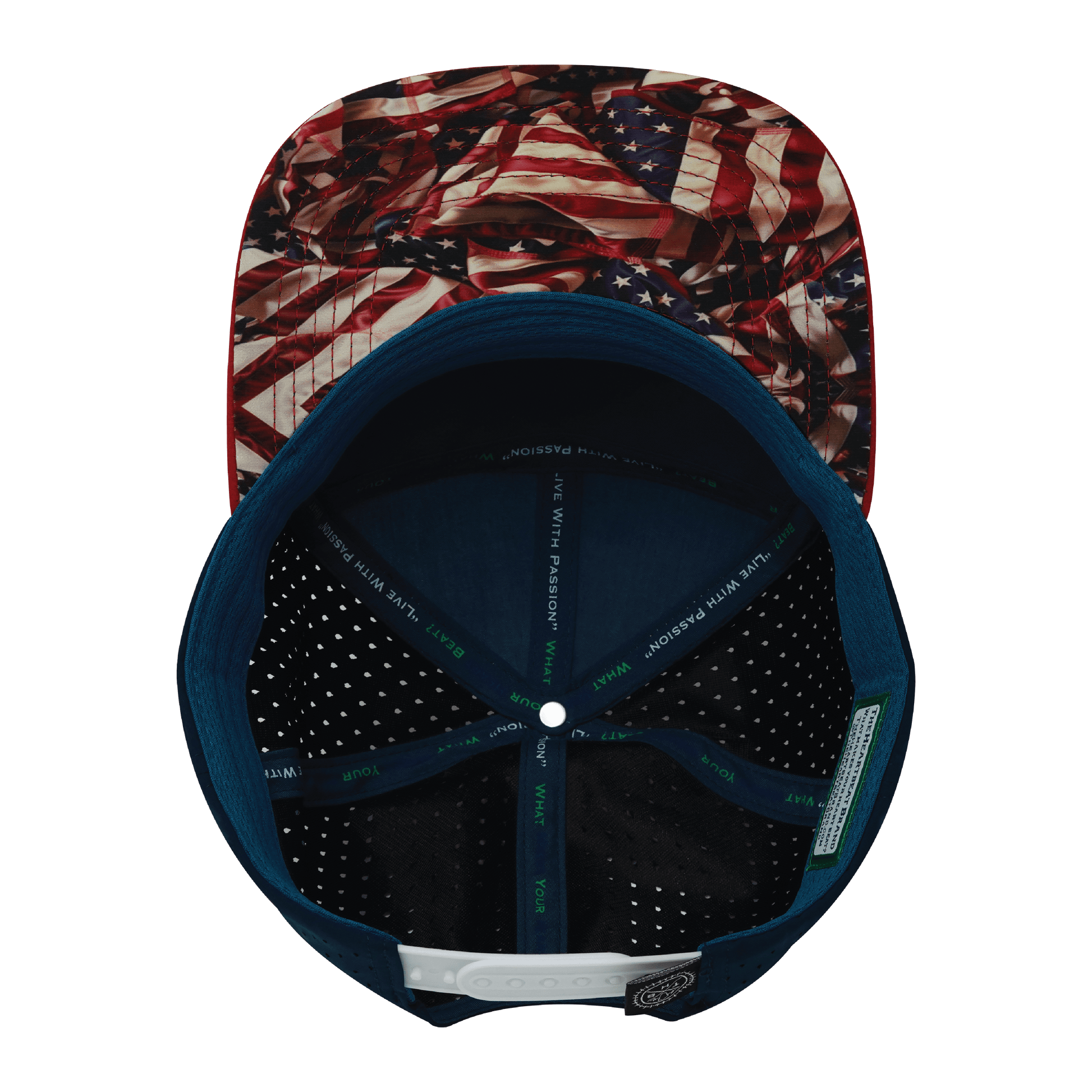 **ADULT** Color Vibes Hat - Flat Bill - Silk Flag - Dark Red / White / Navy - Laser Mesh