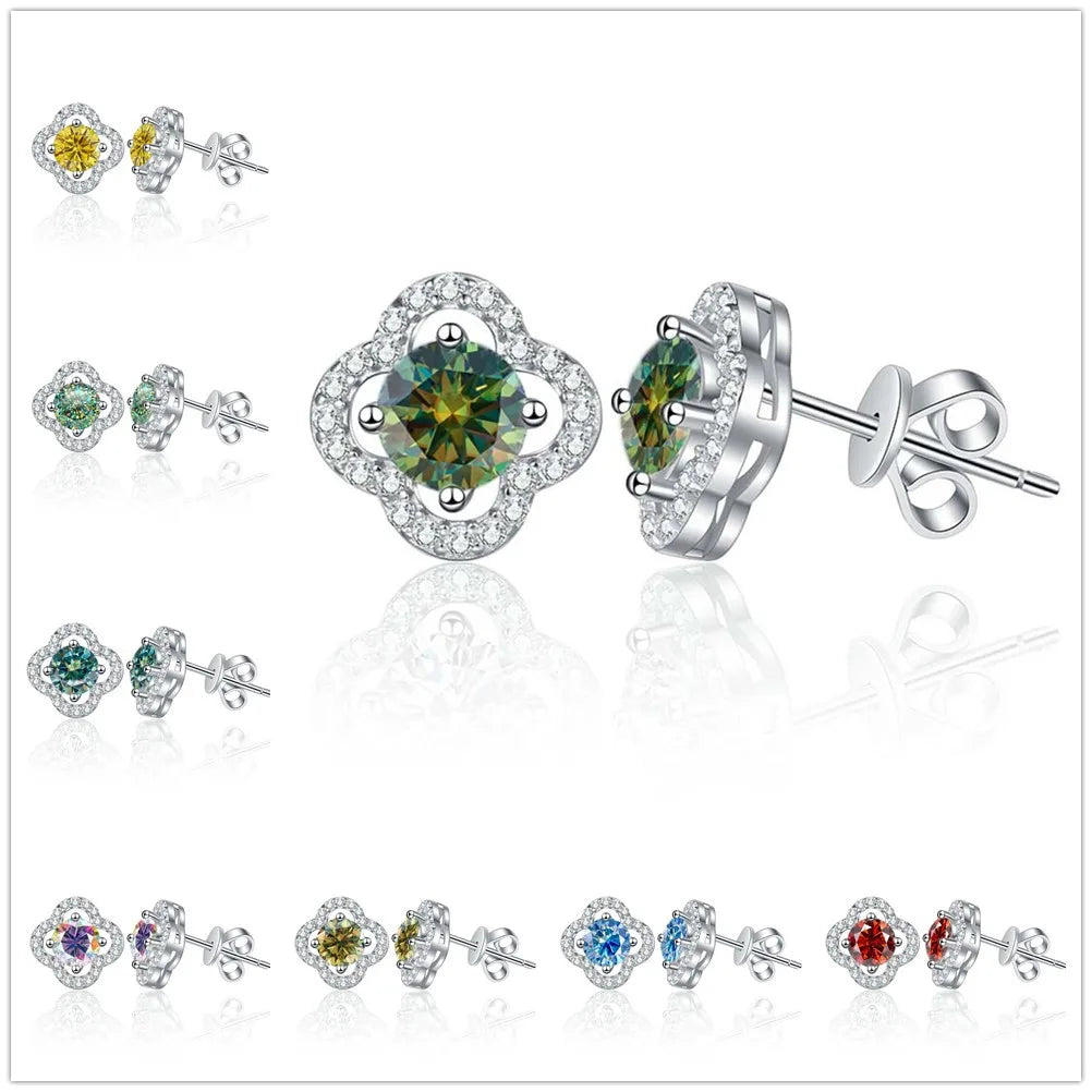 1ct Moissanite Stud Earrings For Women 925 Sterling Silver Wedding Gift