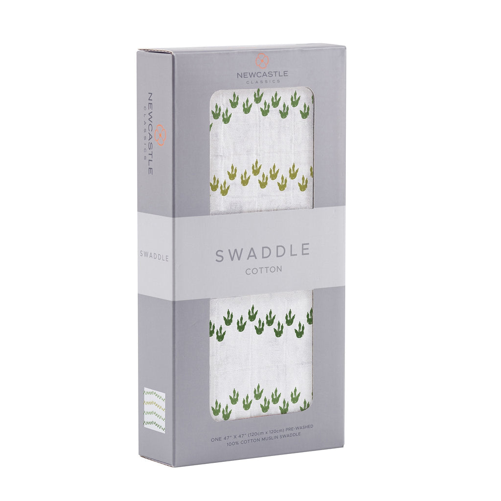 Cotton Muslin Baby Swaddle Dino Feet Print Lightweight