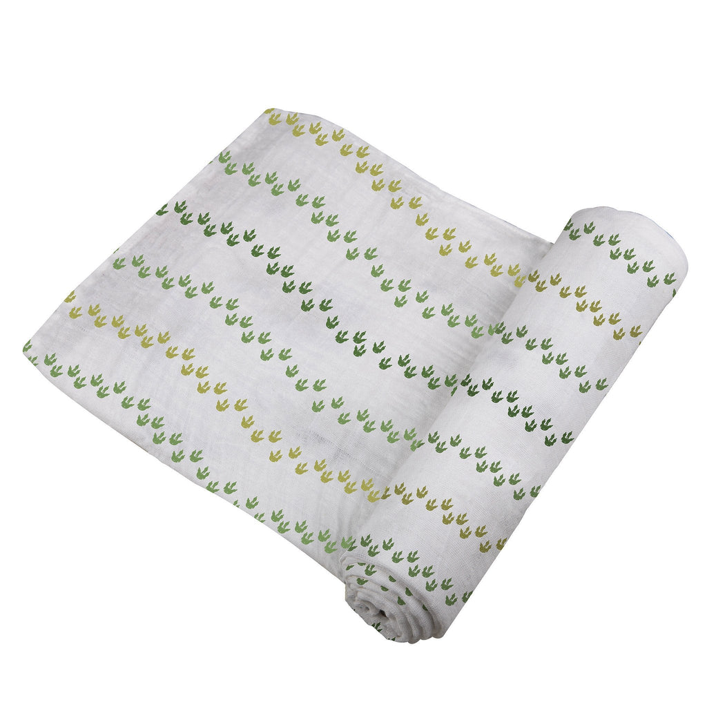 Cotton Muslin Baby Swaddle Dino Feet Print Lightweight