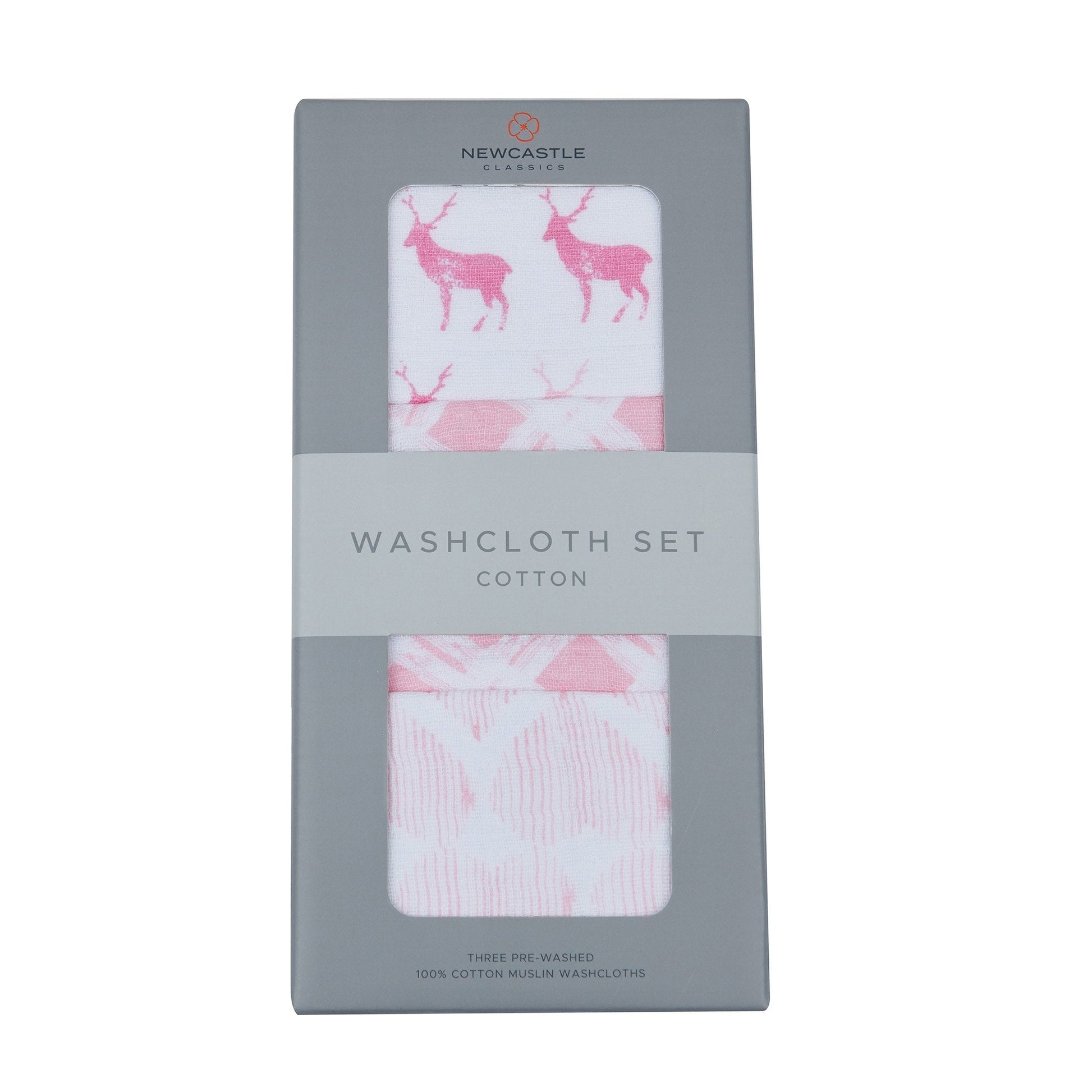 Cotton Muslin Washcloths 3 Pack Pop Pink Soft Baby Gift