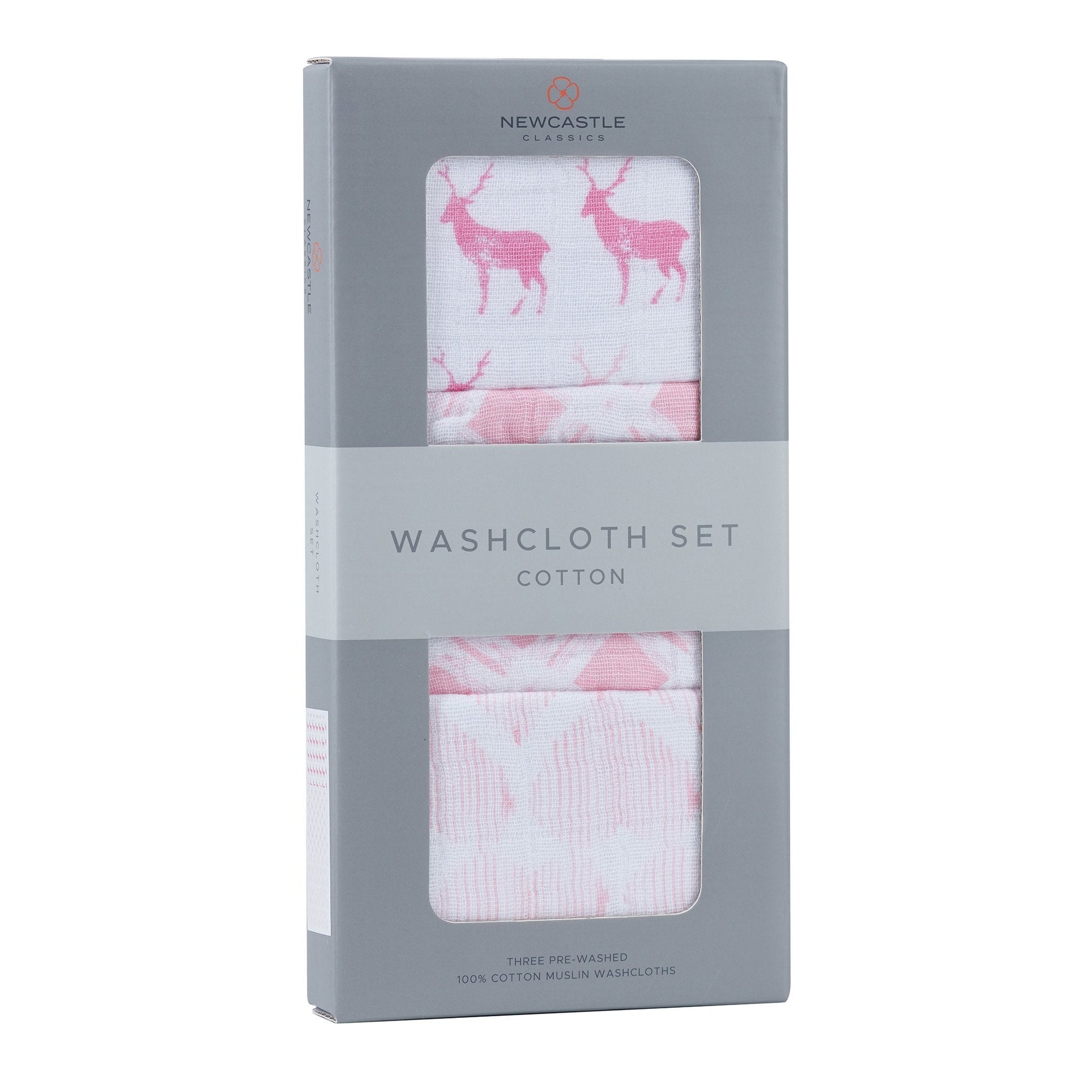 Cotton Muslin Washcloths 3 Pack Pop Pink Soft Baby Gift