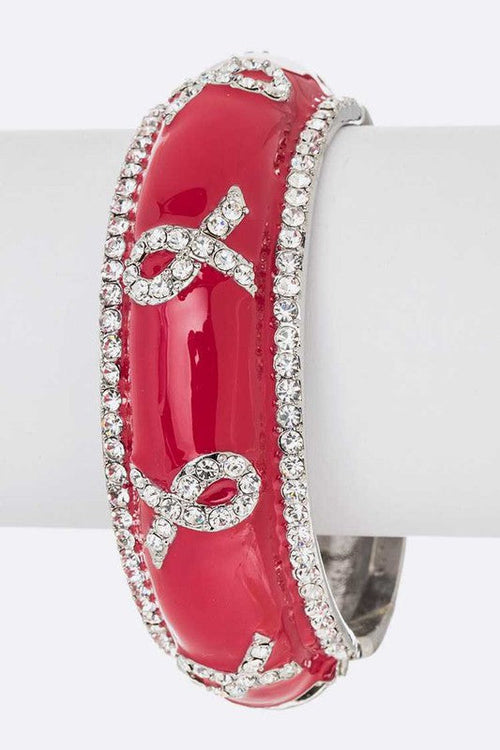 Crystal Enamel Ribbon Hinge Bangle For Women Bracelet