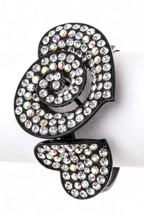 Crystal Flower Bangle Adjustable Rhinestone Cuff Bracelet