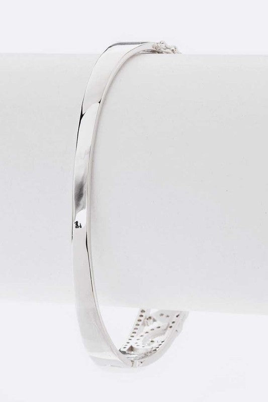 Crystal Hinge Bangle Bracelet Sterling Silver For Women
