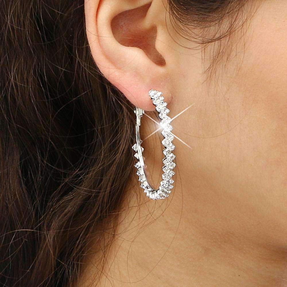Crystal Hoop Earrings Sterling Silver Cubic Zirconia