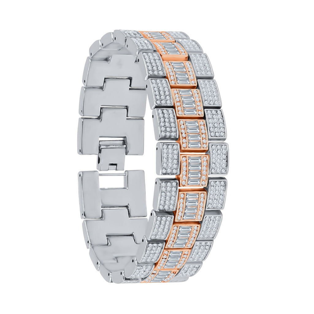 Crystal Pave Rose Gold Watch And Bracelet Set With Date