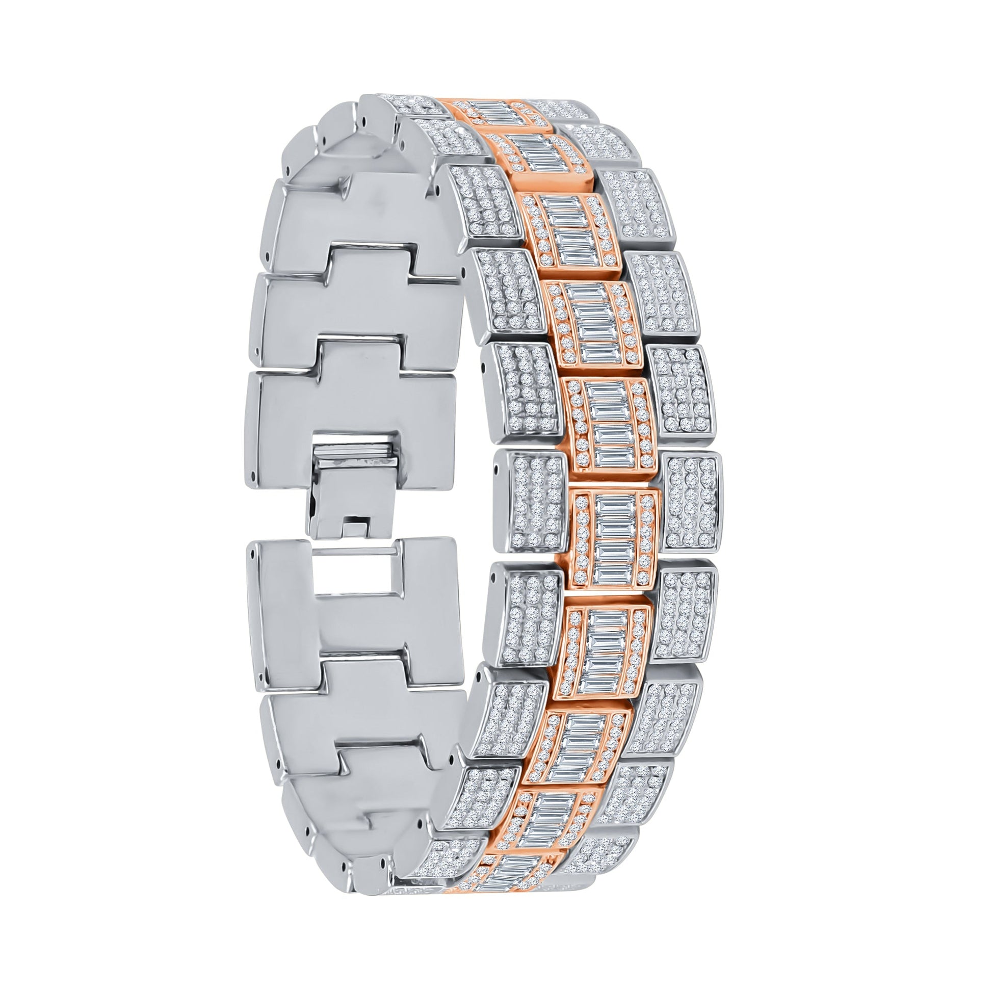 Crystal Pave Rose Gold Watch And Bracelet Set With Date