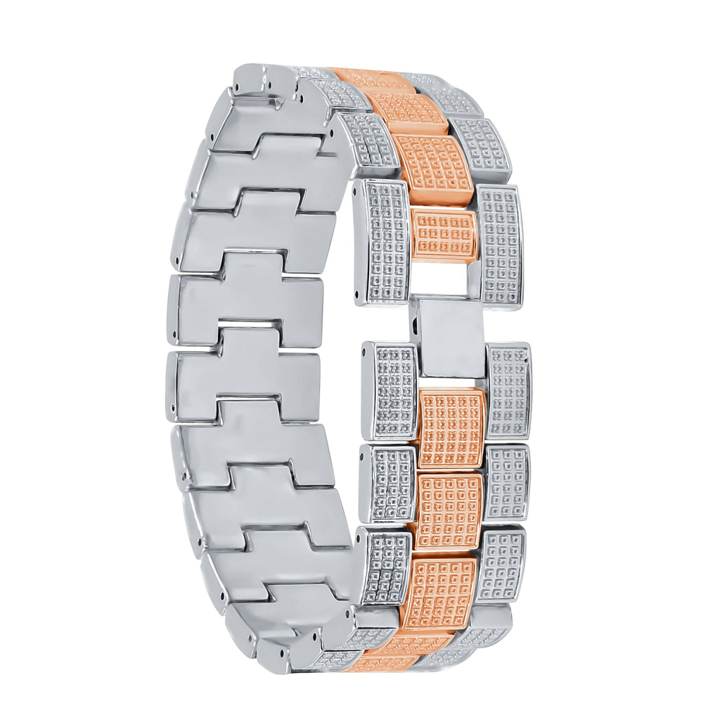 Crystal Pave Rose Gold Watch And Bracelet Set With Date