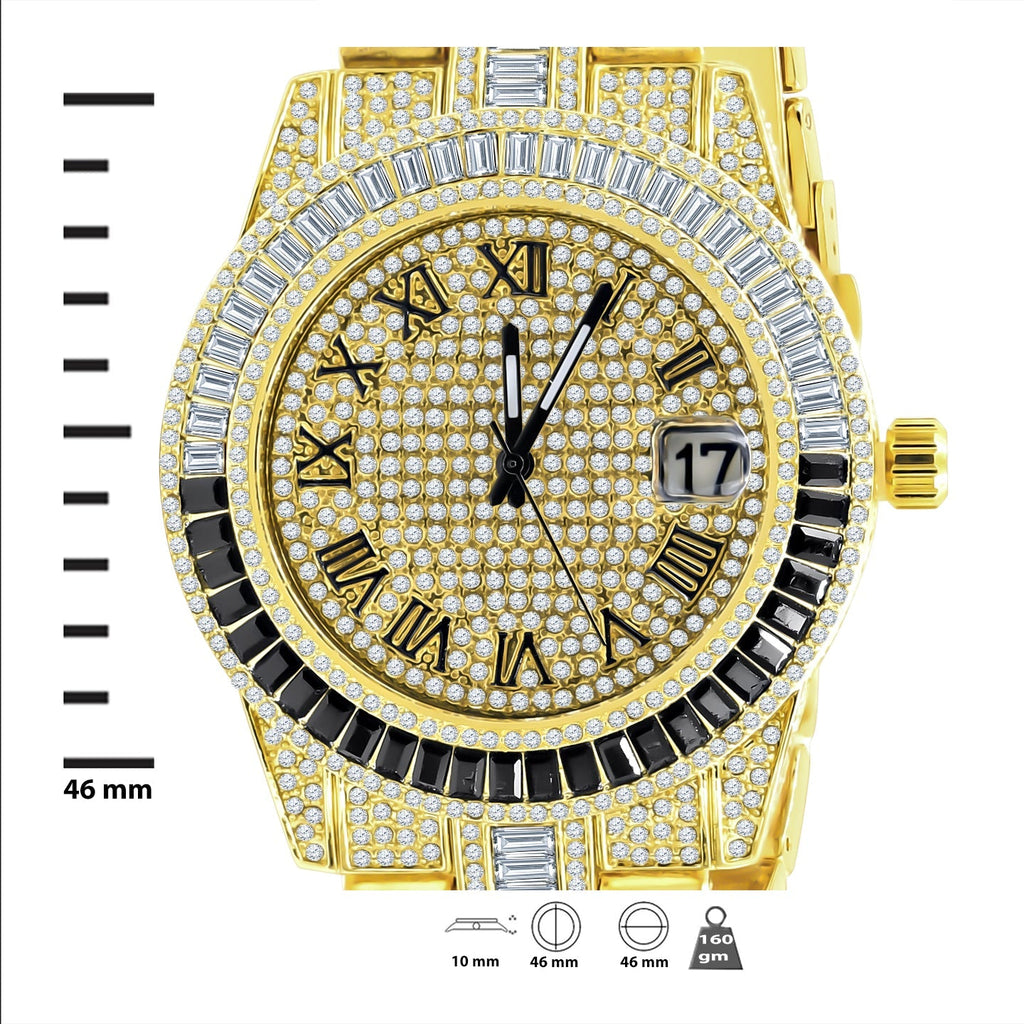 Crystal Pave Watch And Bracelet Set Gold Tone Iced Out