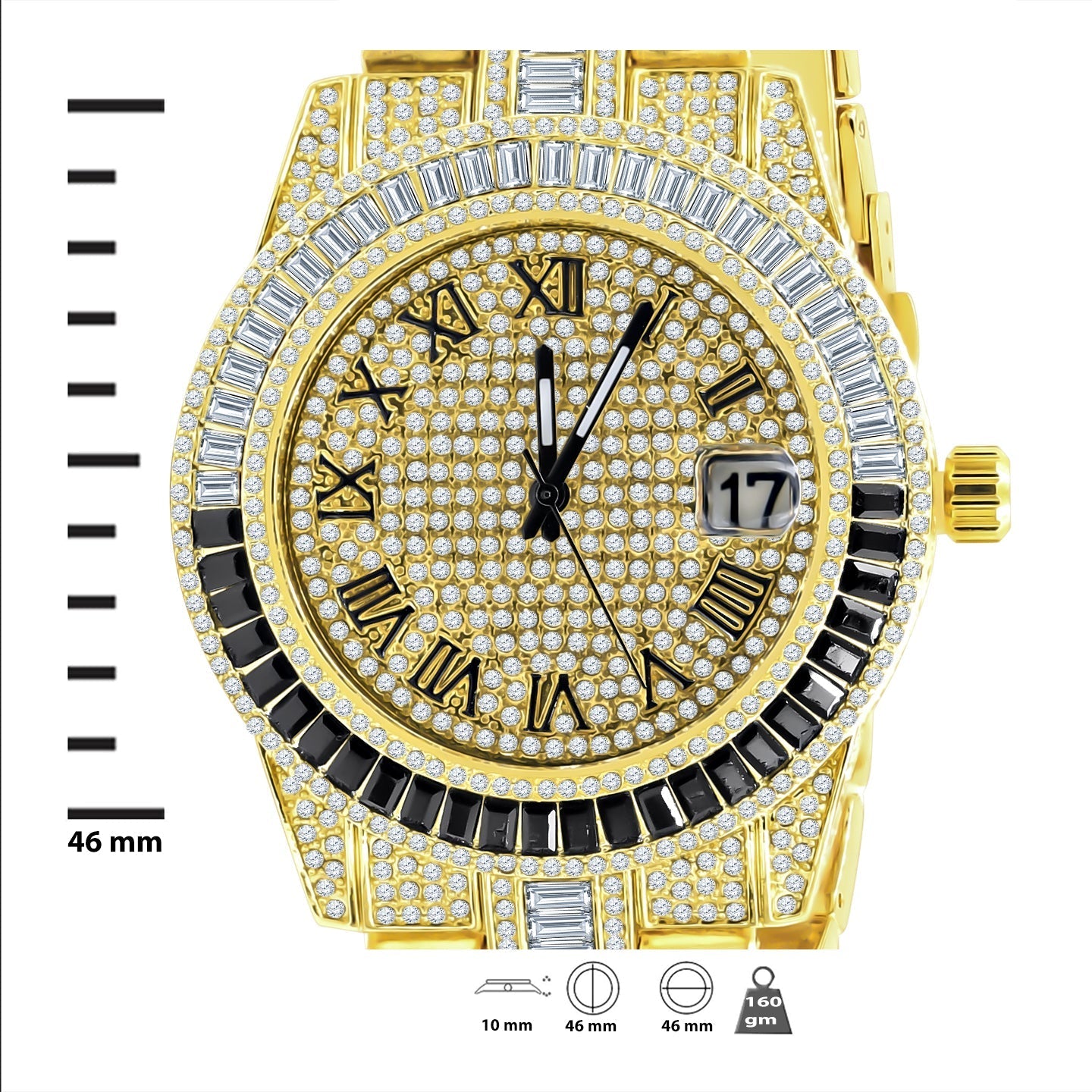 Crystal Pave Watch And Bracelet Set Gold Tone Iced Out