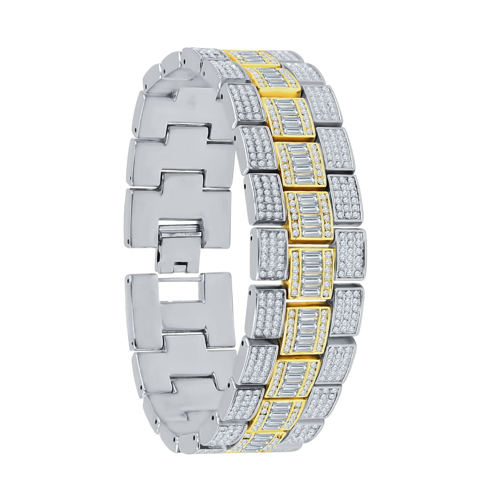 Crystal Stone Iced Out Gold Silver Watch And Bracelet