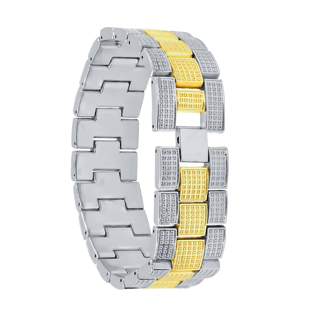Crystal Stone Iced Out Gold Silver Watch And Bracelet