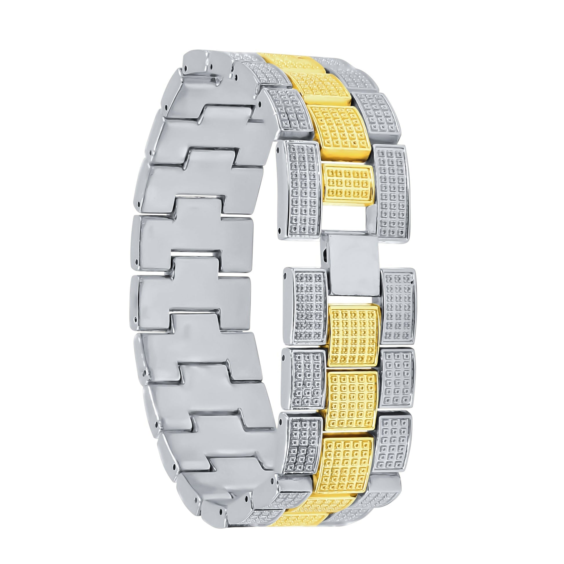 Crystal Stone Iced Out Gold Silver Watch And Bracelet