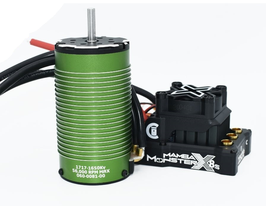 Castle Creations Mamba Monster X 8S Waterproof ESC + 1717-1650kV Sensored Brushless Motor Combo for 1/6 Scale