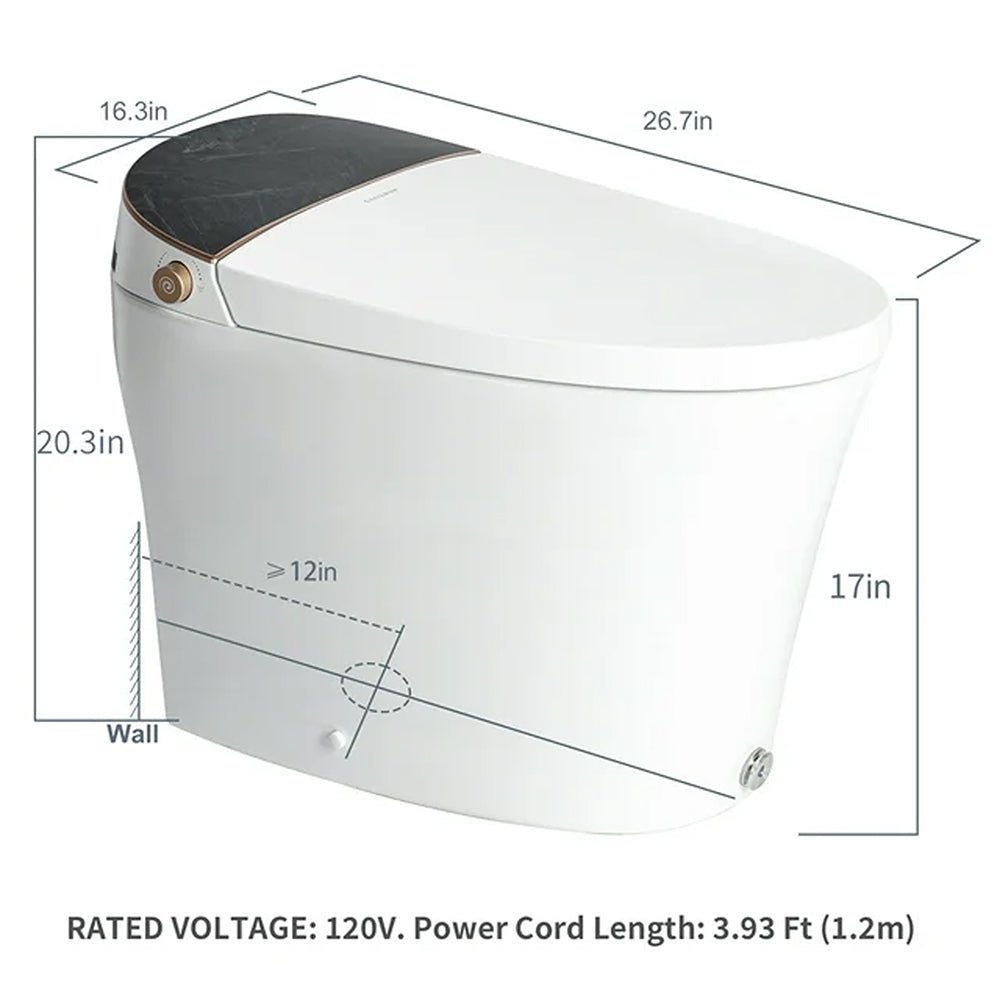 Alora Premium Smart Tankless Bidet Toilet W/ Adjustable Heated Seat, Water & Air Dryer (96174253)
