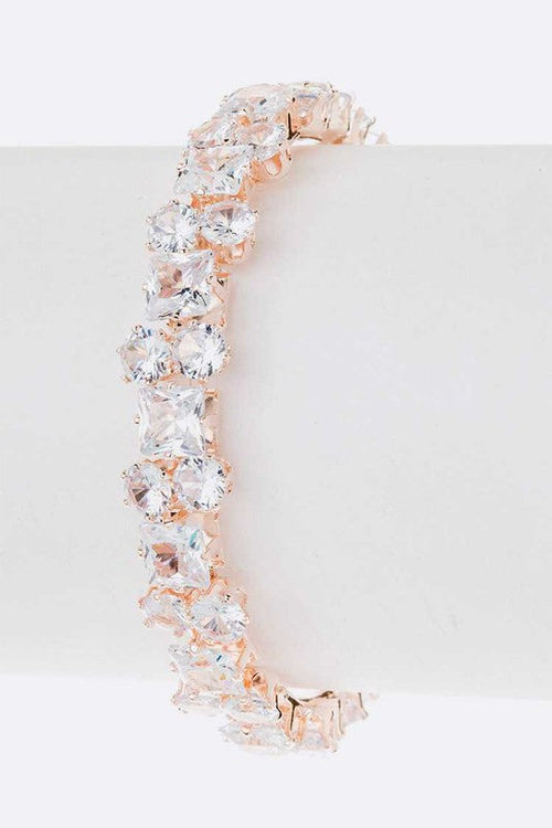 Cubic Zirconia Bridal Bracelet Sparkling Tennis Silver
