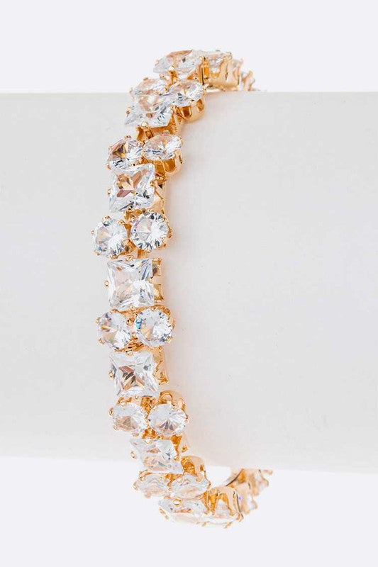 Cubic Zirconia Bridal Bracelet Sparkling Tennis Silver