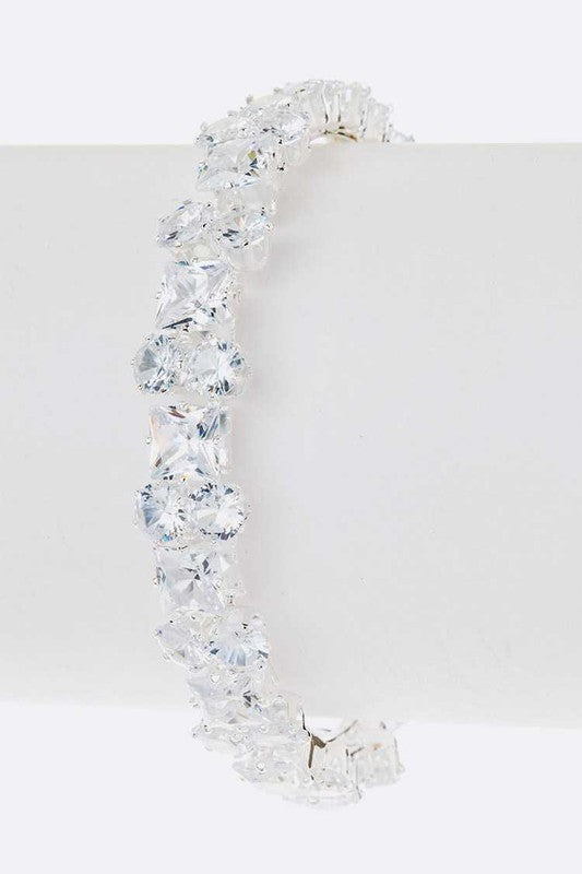 Cubic Zirconia Bridal Bracelet Sparkling Tennis Silver