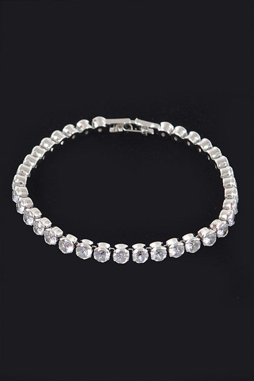 Cubic Zirconia Tennis Bracelet Gold Plated 7 Inches