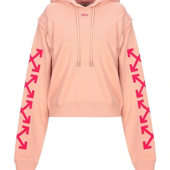 Off-White Cropped Logo Hoodie Detachable Sleeves
