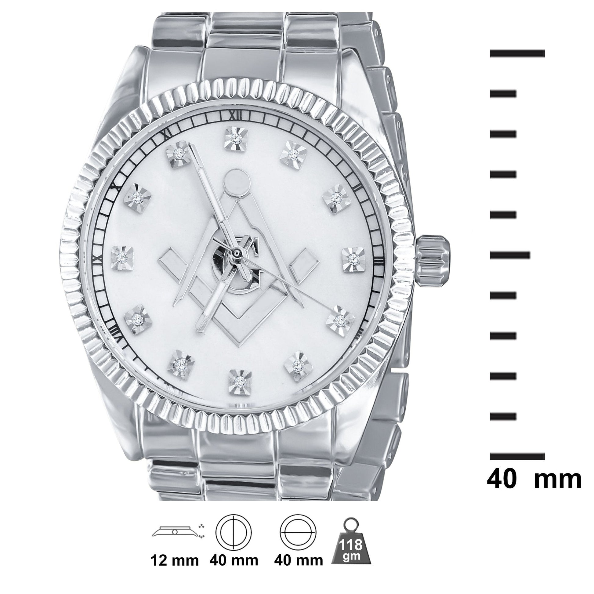 CZ Iced Out Stainless Steel Metal Band Watch Dress Luxury
