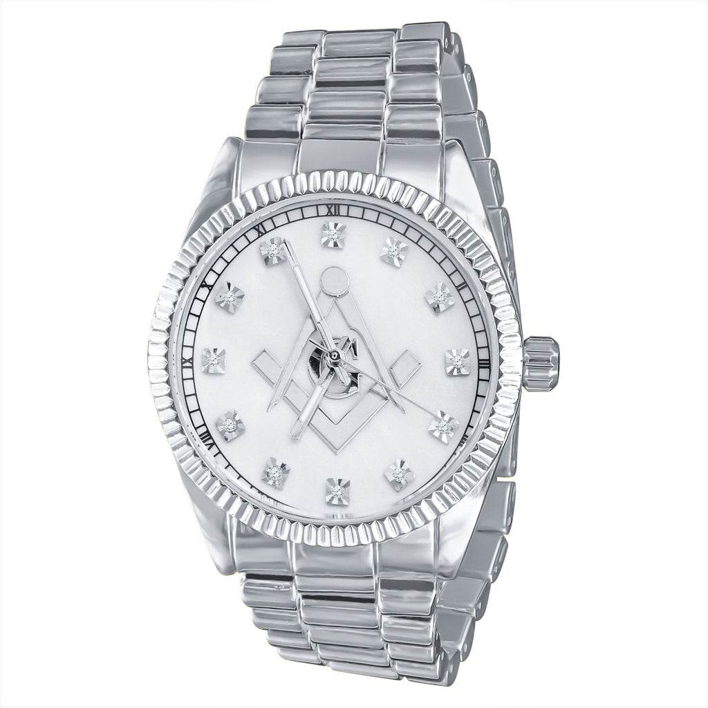 CZ Iced Out Stainless Steel Metal Band Watch Dress Luxury