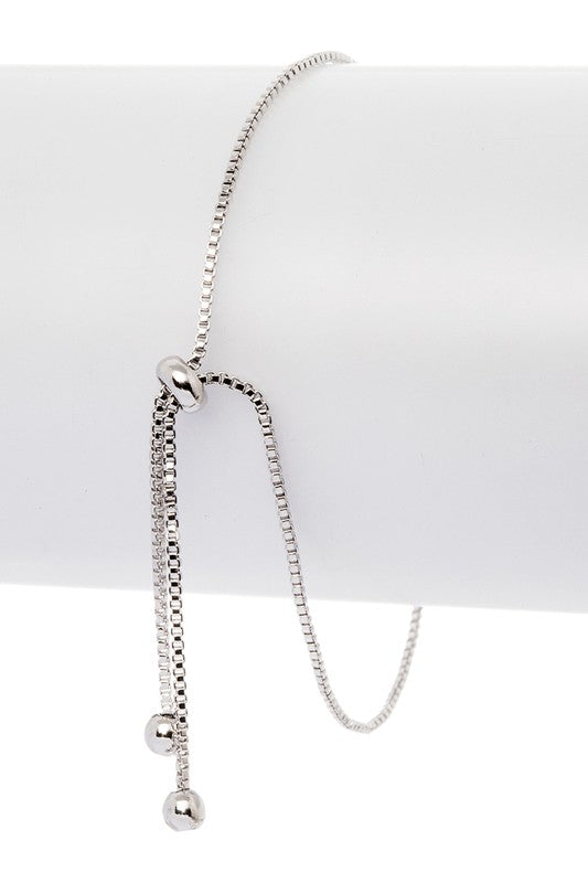 CZ Pave Curved Bar Bolo Bracelet Adjustable Sterling