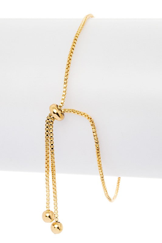 CZ Pavé Eternity Bolo Bracelet Adjustable Gold Tone