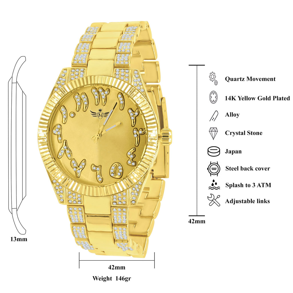 CZ Slate Stainless Steel Watch And Bracelet Sparkling Set