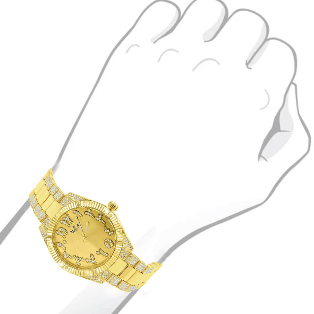 CZ Slate Stainless Steel Watch And Bracelet Sparkling Set