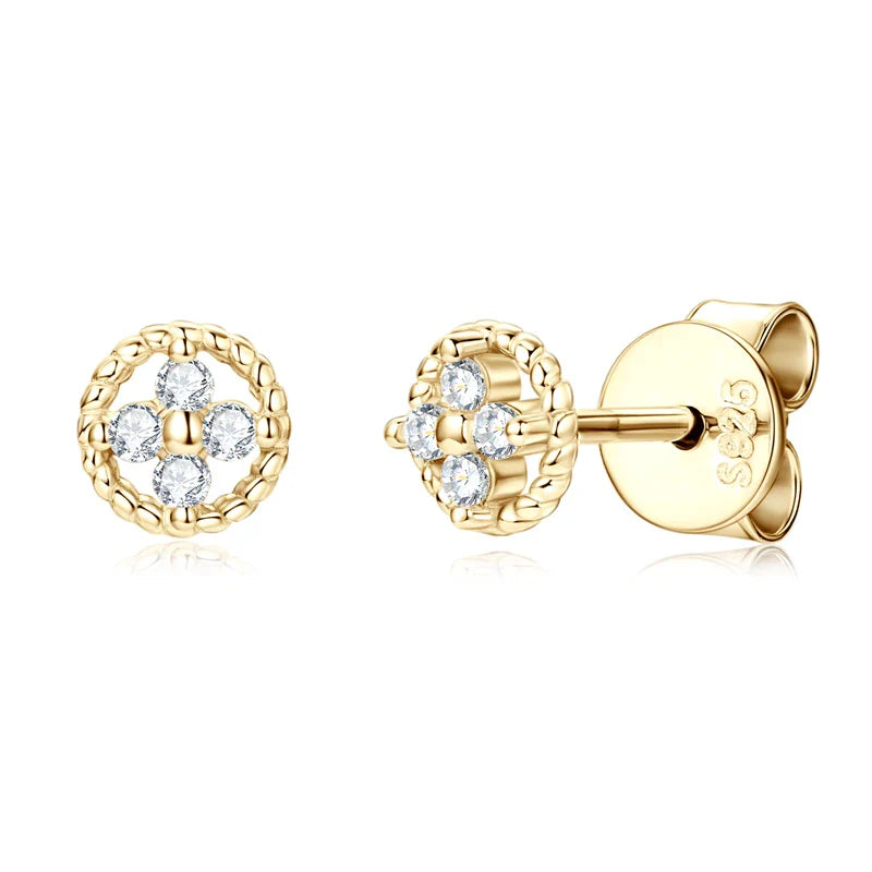 D-Color Moissanite Round Stud Earrings 925 Sterling Silver For Women Party
