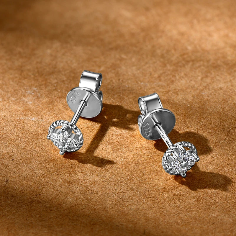 D-Color Moissanite Round Stud Earrings 925 Sterling Silver For Women Party