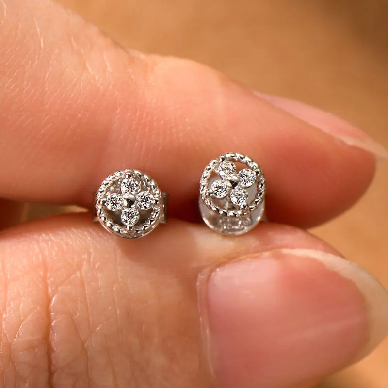 D-Color Moissanite Round Stud Earrings 925 Sterling Silver For Women Party