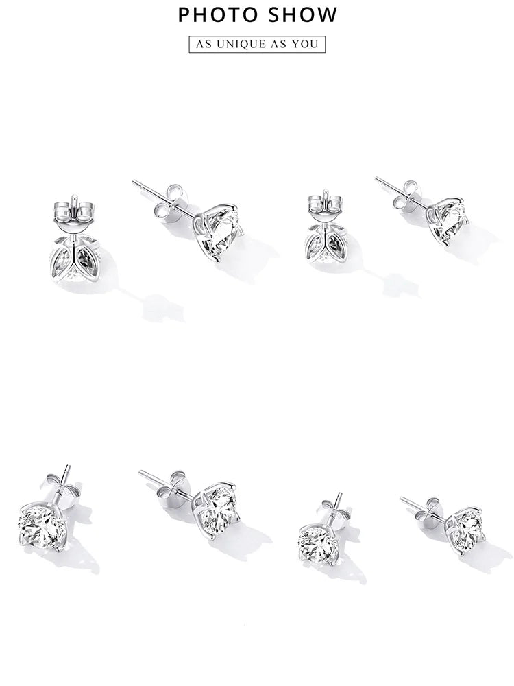 D Color VVS1 1ct Moissanite Stud Earrings 925 Sterling Silver Wedding Gift