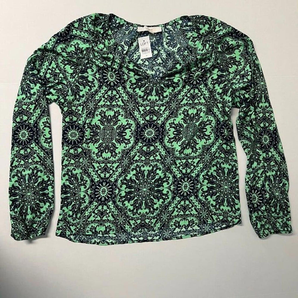 LOFT Tile Shirred Raglan Blouse