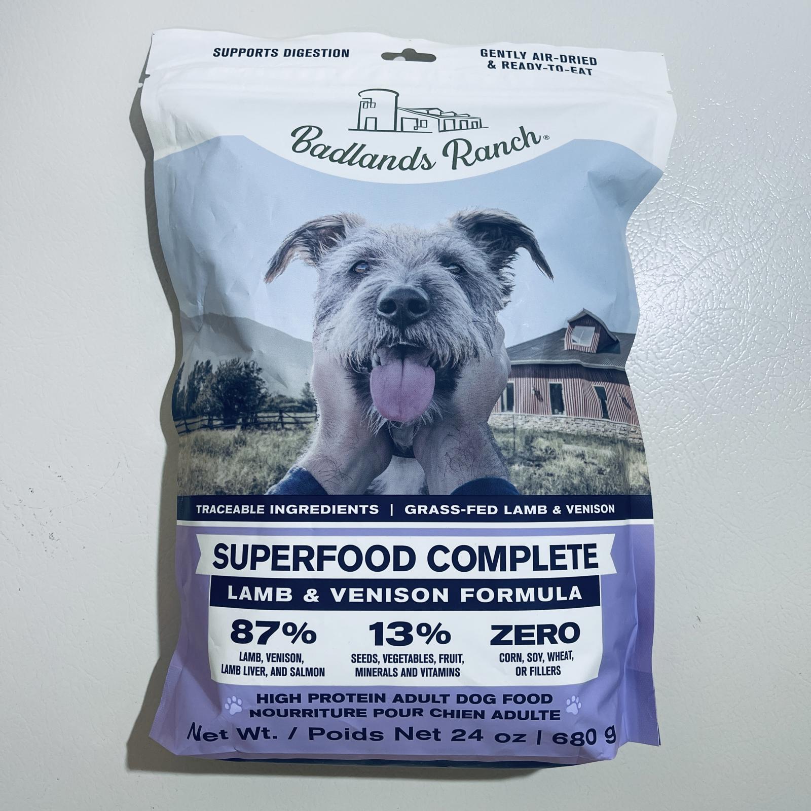 Badlands Ranch Superfood Complete Lamb & Venison Formula Air-Dried Dog Food 24 oz