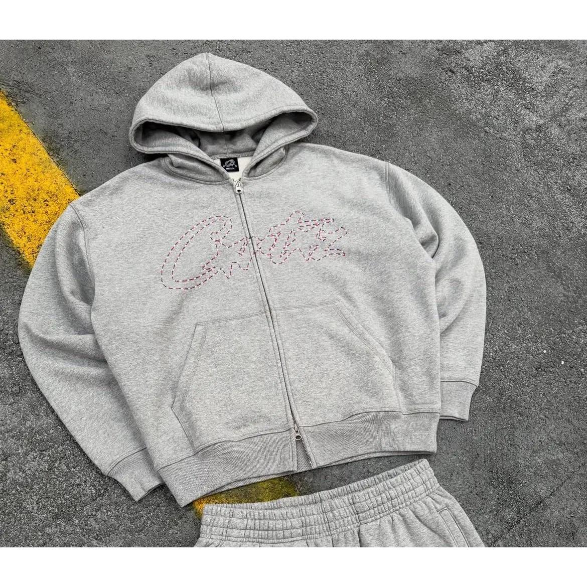 Corteiz ALL STARZ zip up Hoodie Grey FULL SET